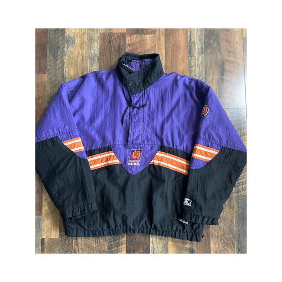 Vintage Phoenix Suns Starter Puffer Jacket VTG Size XL Half Zip Pullover NBA